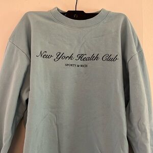Sporty & Rich : New York Health Club Light Blue Sweatshirt S